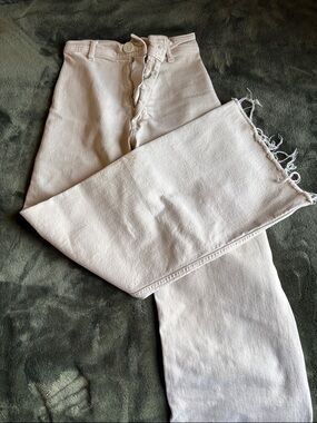 Zara Light Beige High-Rise Jeans